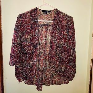 Red/multi sheer cardigan